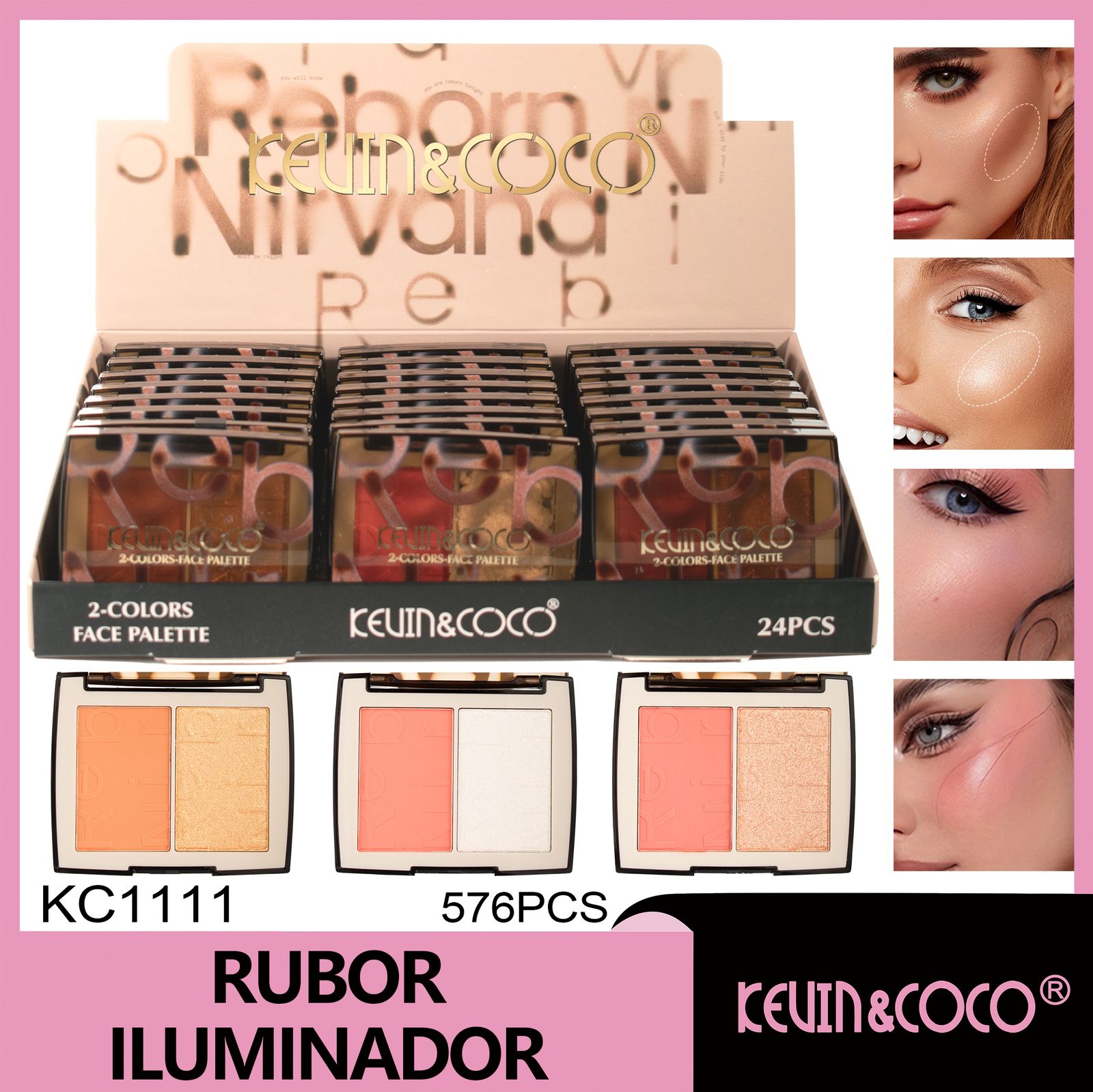  Paleta de colorete e iluminador Rebirth  rubor e iluminador