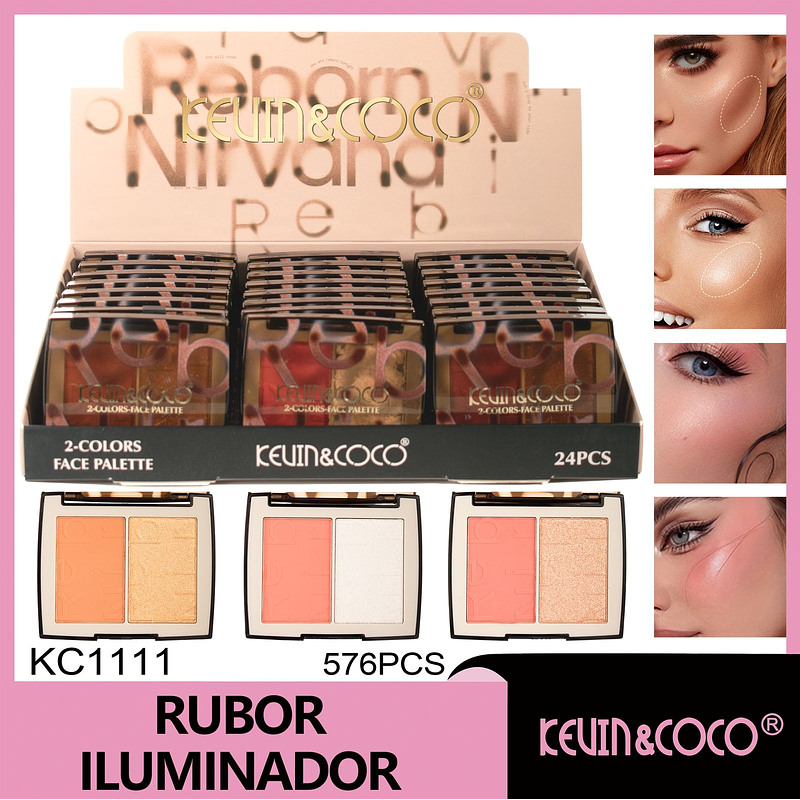  Paleta de colorete e iluminador Rebirth  rubor e iluminador