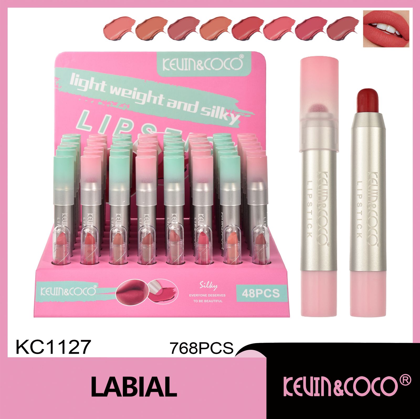   Lápiz labial color cereza menta claro 