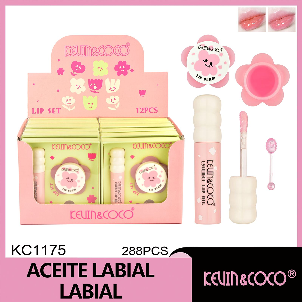 Set de brillo labial, pintalabios y delineador de labios 1