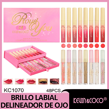 Set de brillo labial, pintalabios y delineador de labios