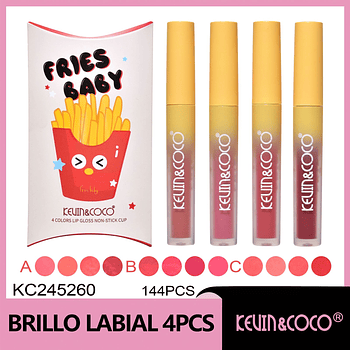   Paquete de 4 brillos labiales no pegajosos, Happy Fries 