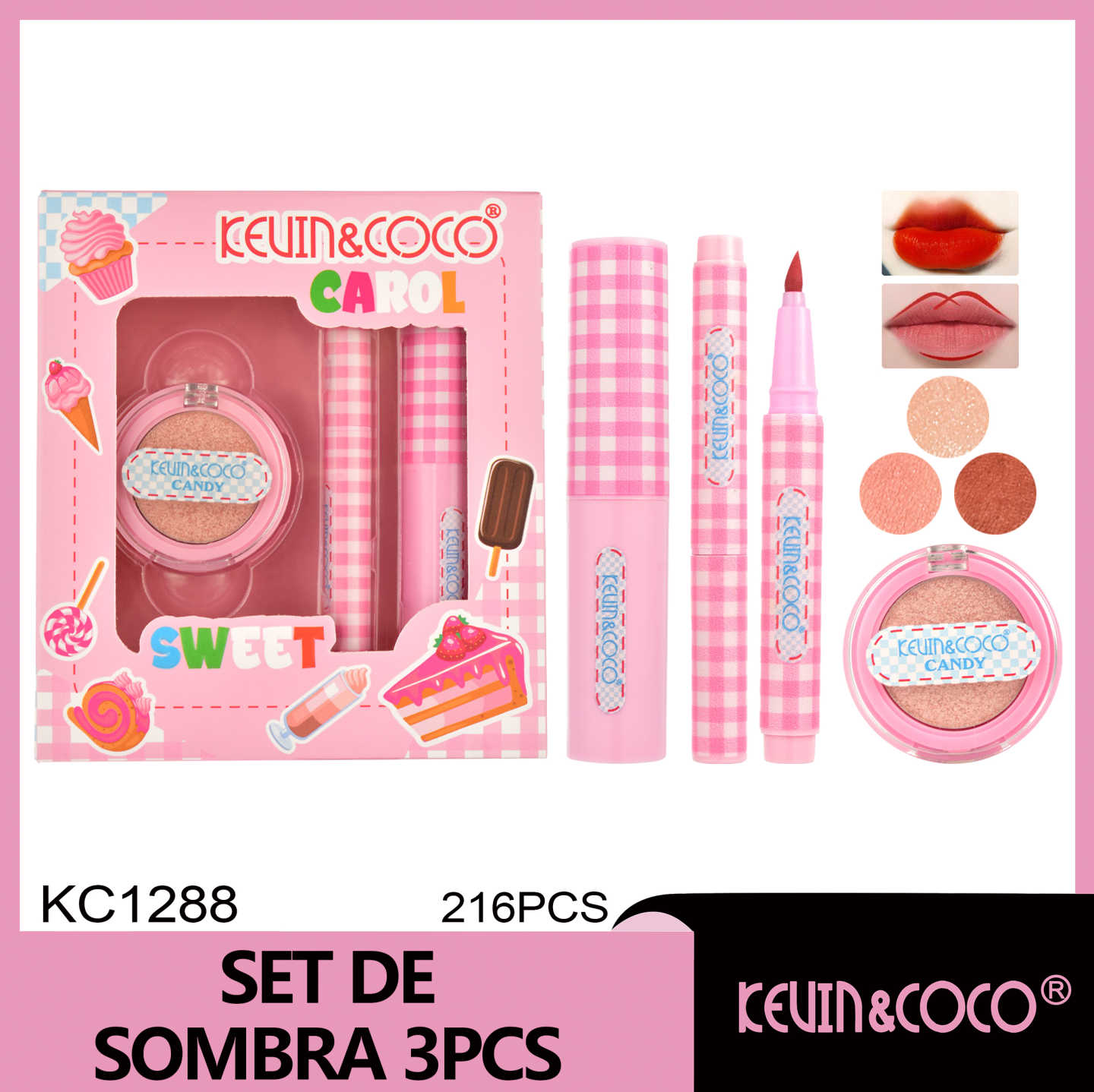 SET MAQUILLAJE DE TRES PIEZAS CAROL  SWEET