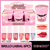 BRILLO PARA LABIOS,VASO DE TE 6 TONOS 