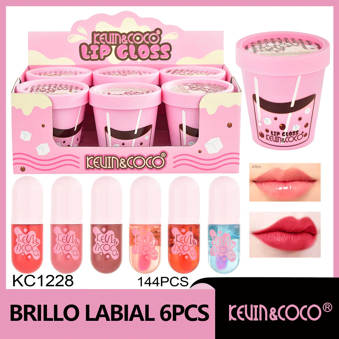 BRILLO PARA LABIOS,VASO DE TE 6 TONOS  1