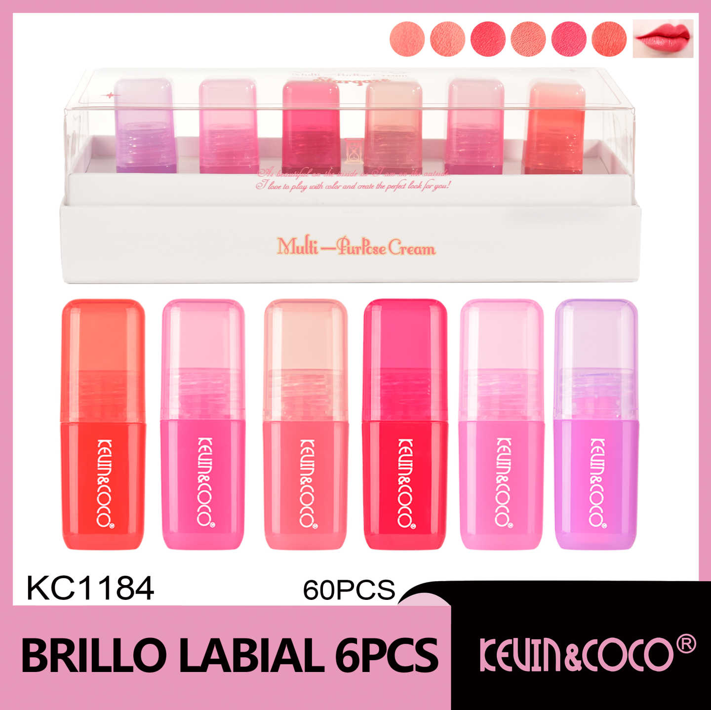CREMA DE LABIOS Y MEJILLAS  MULTI PURPOSE  6 TONOS