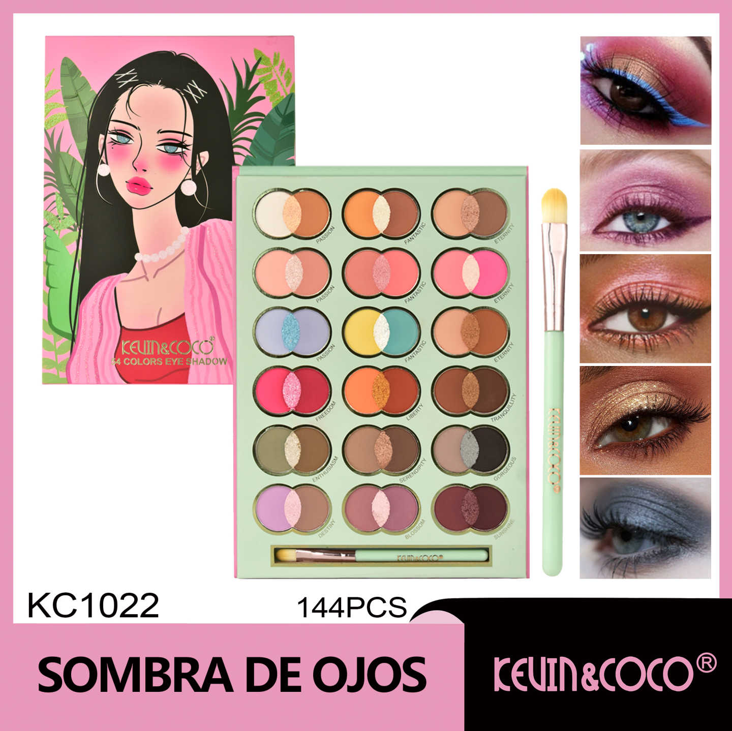 PALETA DE SOMBRAS DE 54 COLORES  CAMPANA DE VIENTO MAS BROCHA