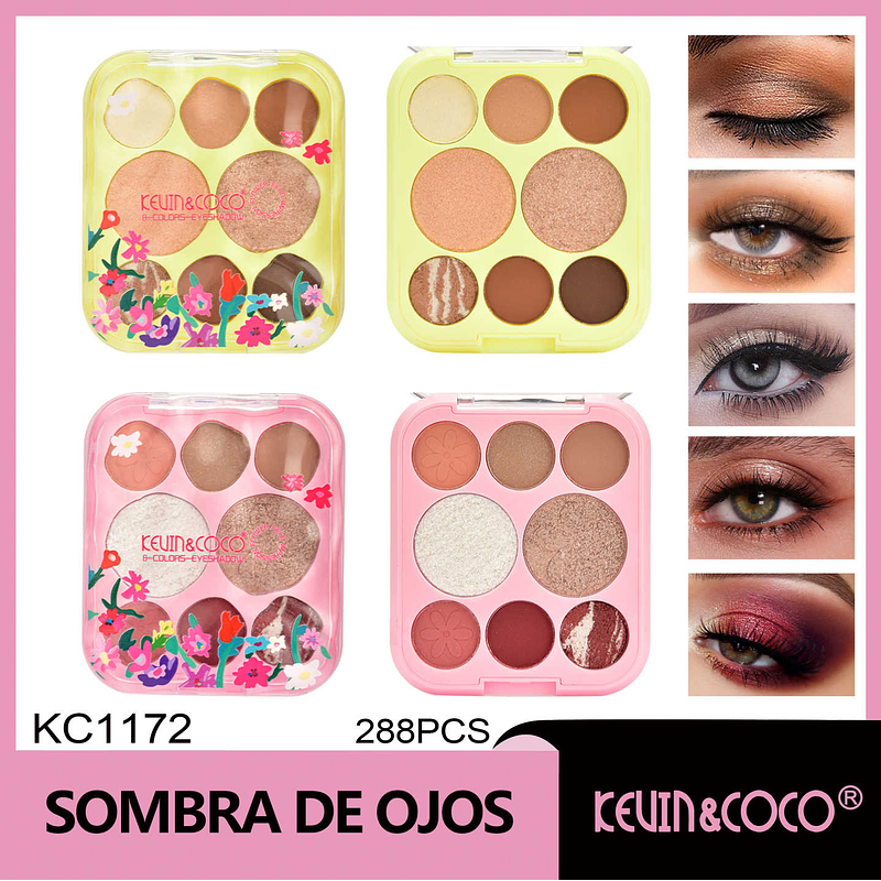PALETA DE SOMBRAS 8 COLORES FLOWERS BEAUTY
