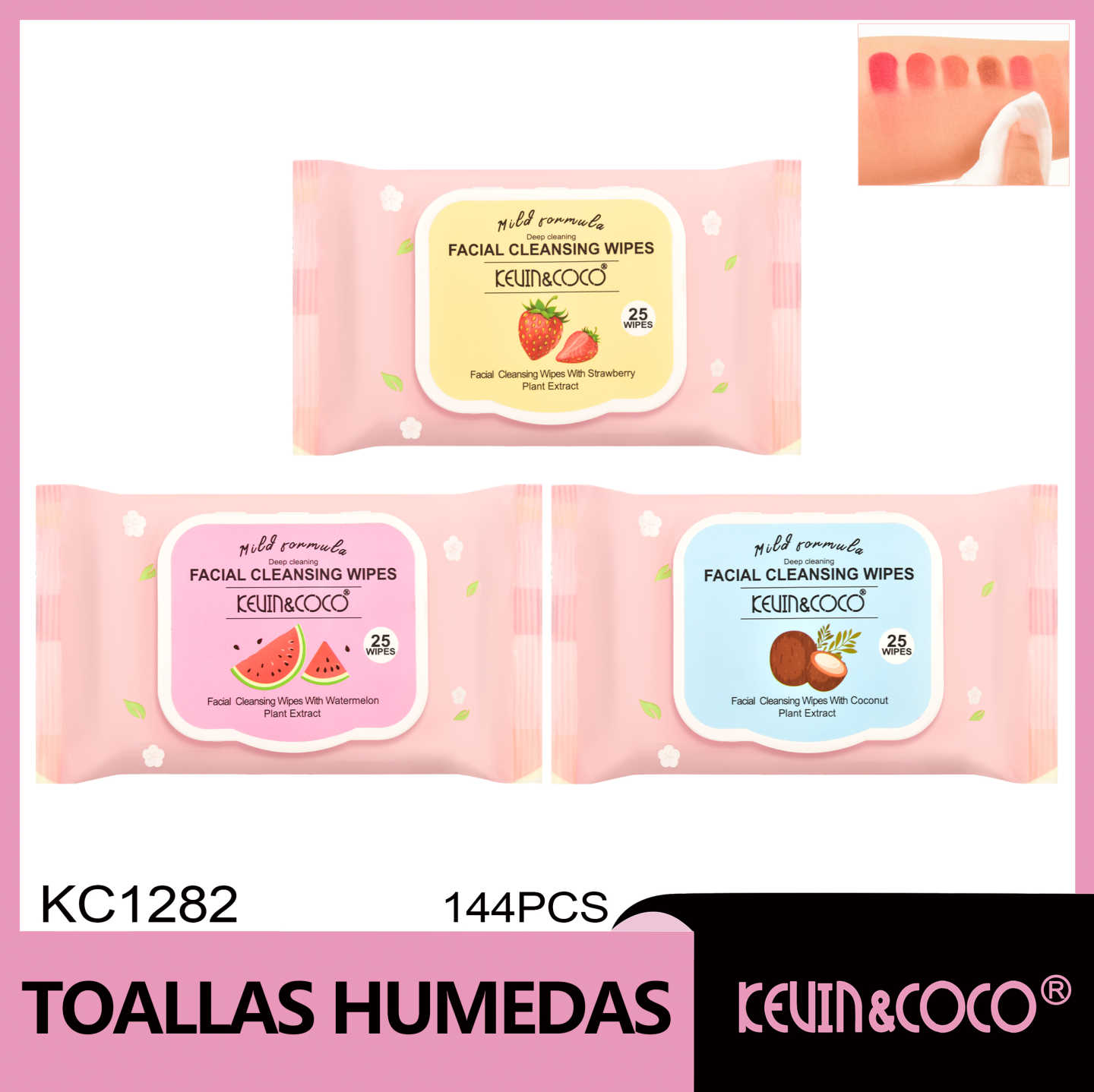 TOALLITAS DESMAQUILLANTES COCO,FRUTILLA Y SANDIA 