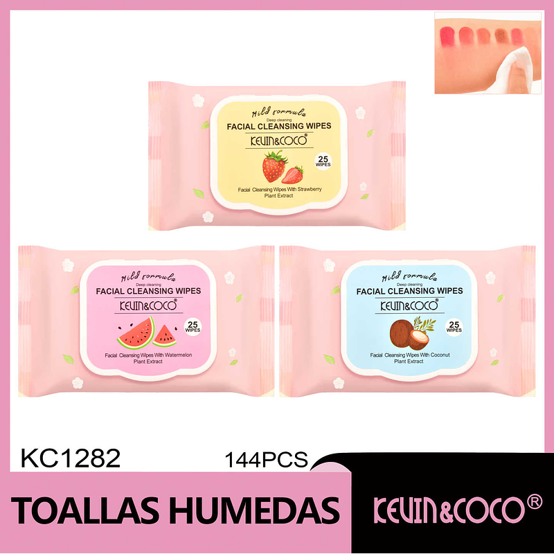 TOALLITAS DESMAQUILLANTES COCO,FRUTILLA Y SANDIA 