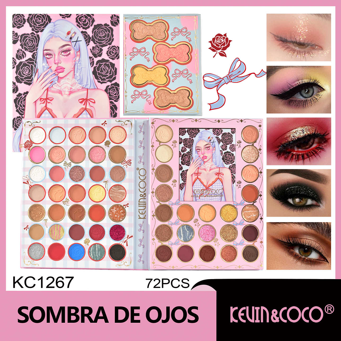PALETA DE SOMBRAS 62 COLORES MISS ROSE  1