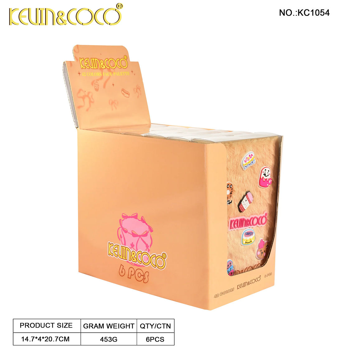   Paleta de 42 colores de cara de corazón esponjosa color café  2