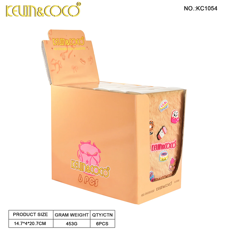   Paleta de 42 colores de cara de corazón esponjosa color café  2