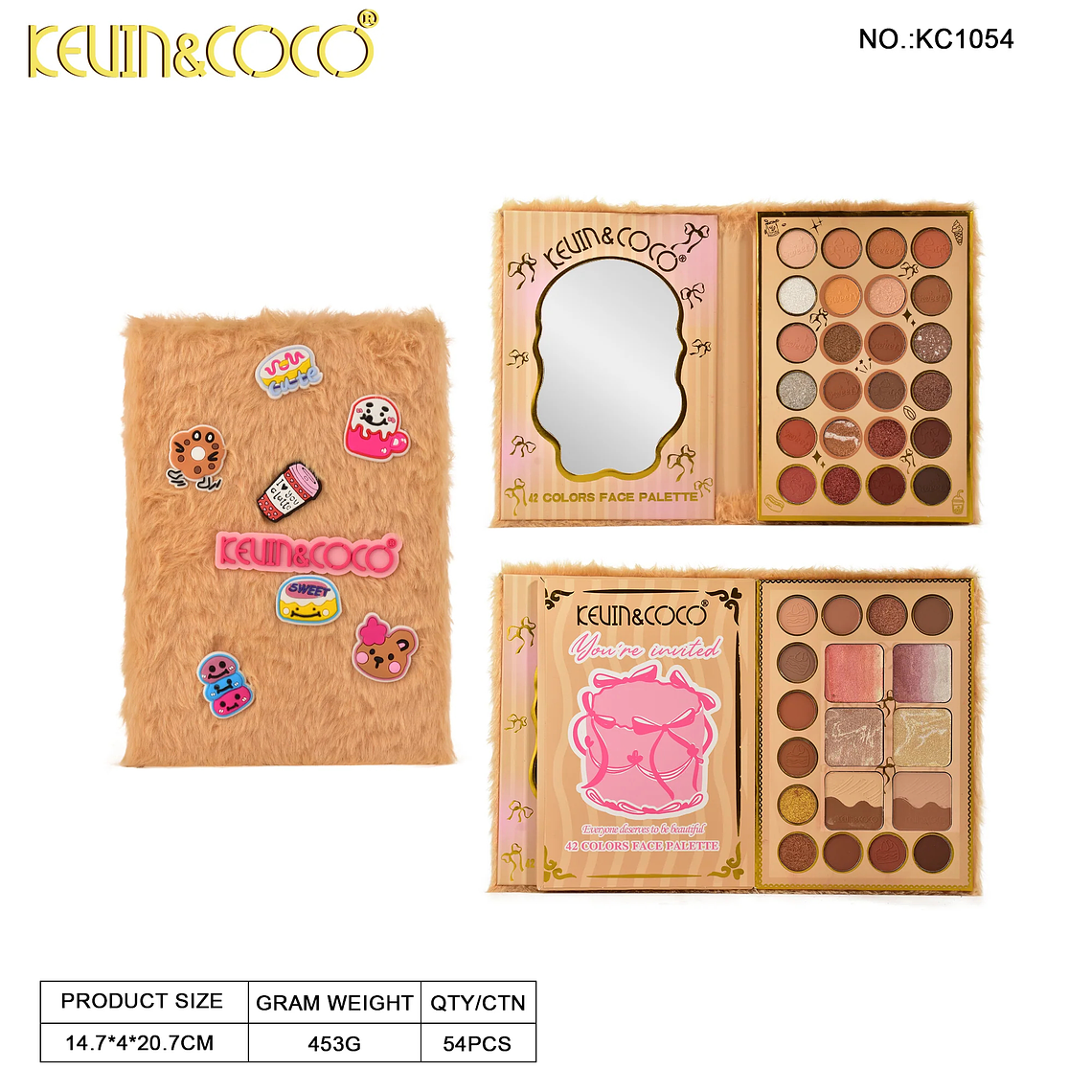   Paleta de 42 colores de cara de corazón esponjosa color café  3