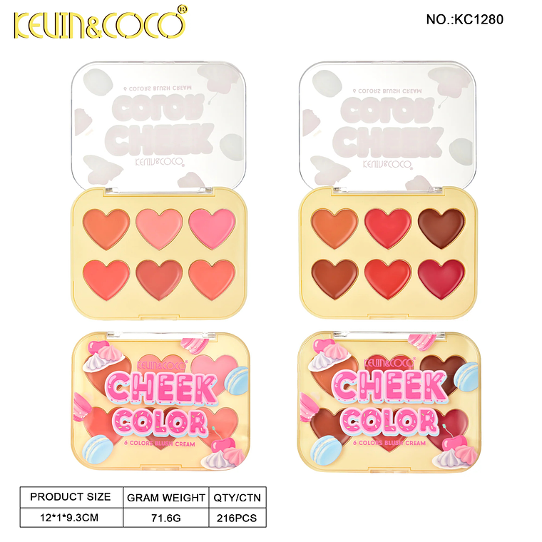 Rubor y Contorno en Crema colorete Sweetheart de seis colores  7