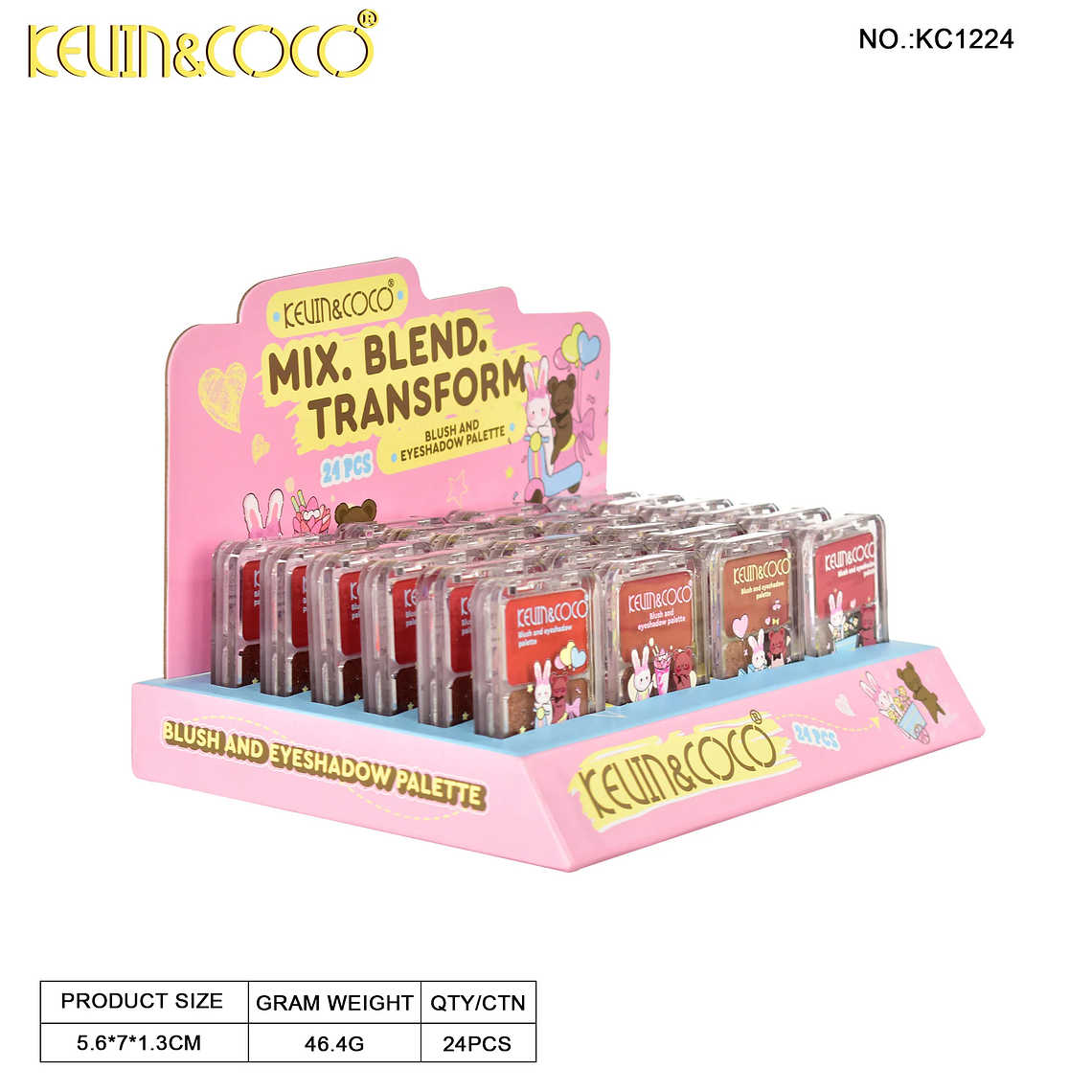   Paleta de colorete y sombras de ojos 3D  rubor e iluminador 2