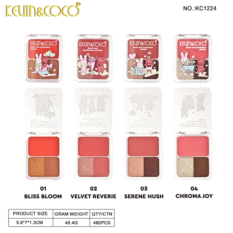   Paleta de colorete y sombras de ojos 3D  rubor e iluminador 3