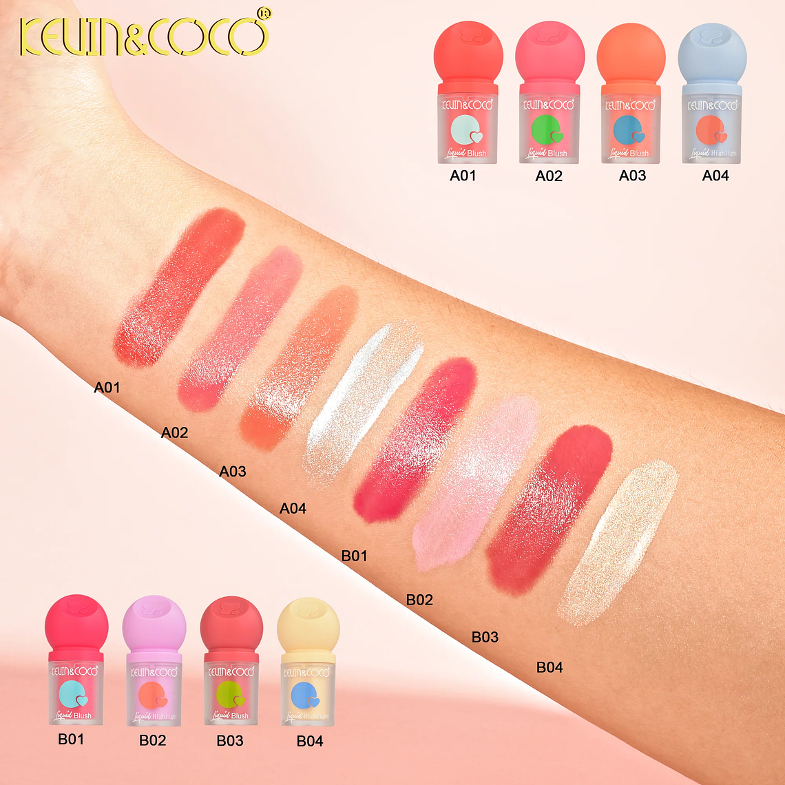   Colorete e iluminador líquido de granada de 8 colores (Grupo B)  rubor e iluminador 11