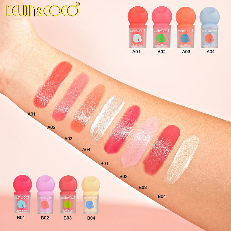  Colorete e iluminador líquido de granada de 8 colores (Grupo B)  rubor e iluminador 11
