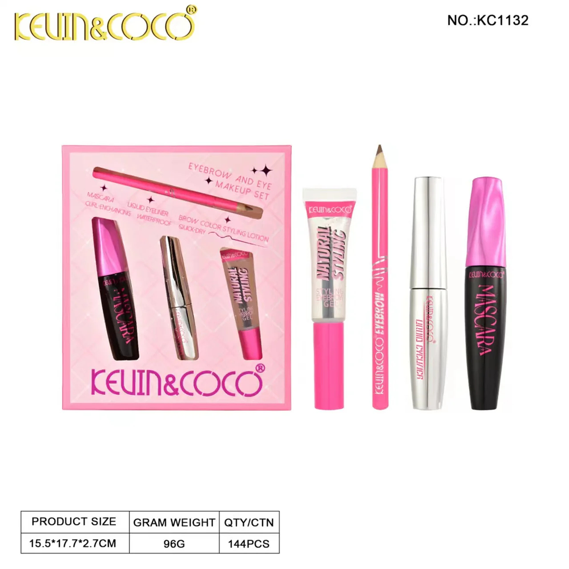   Set de lápiz de cejas y delineador de ojos  set de máscara de pestañas 5