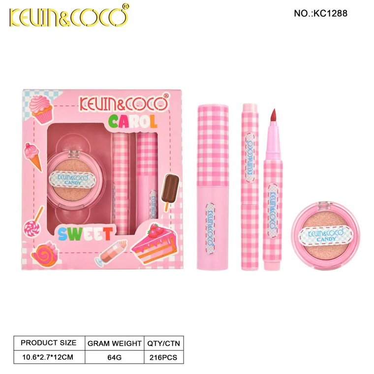 SET MAQUILLAJE DE TRES PIEZAS CAROL  SWEET 8