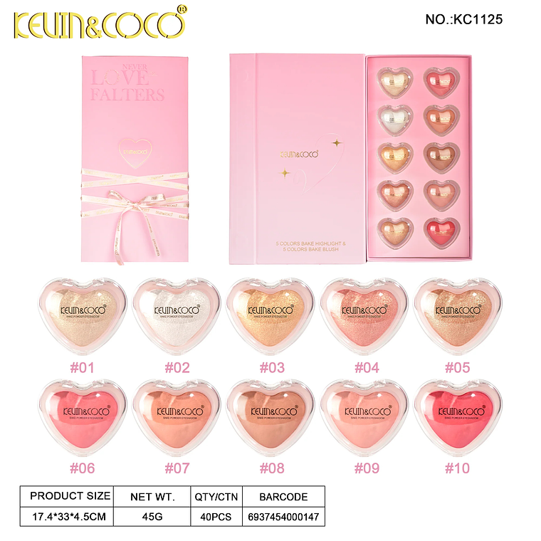 Set De 10 Rubores e Iluminadores Never Love Falters  5