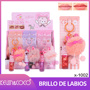 Gatito de Peluche – Brillo Labial con Colgante de Felpa