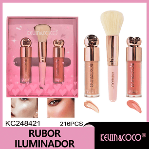 set  de rubores e iluminadores cherry key mas brocha