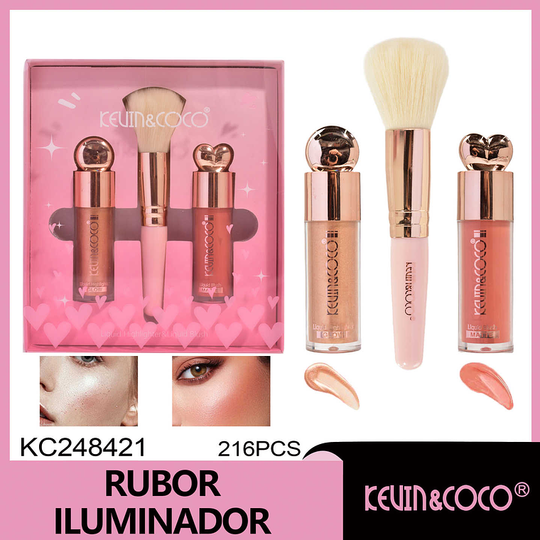 set  de rubores e iluminadores cherry key mas brocha 1