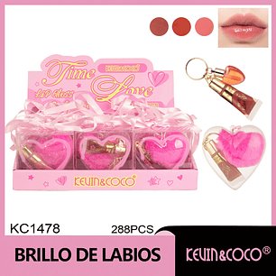 Set de labiales con llavero de corazon