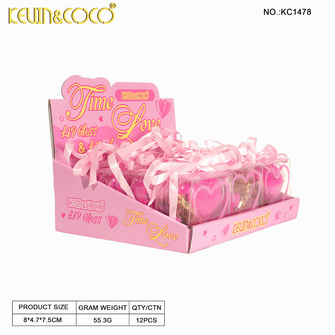 Set de labiales con llavero de corazon 3