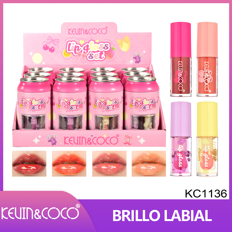 Set de Brillos Labiales en Lata 4pcs  1