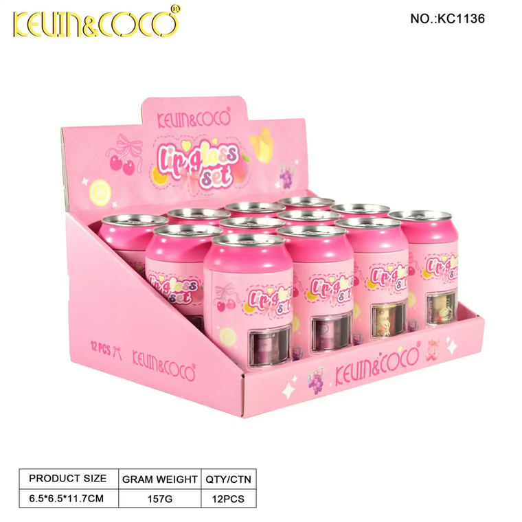 Set de Brillos Labiales en Lata 4pcs  5