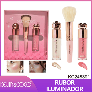 Set de Maquillaje Kevin & Coco Rose Love – Kit de Aceite Labial, Rubor Corazón y Labial Mud con Neceser