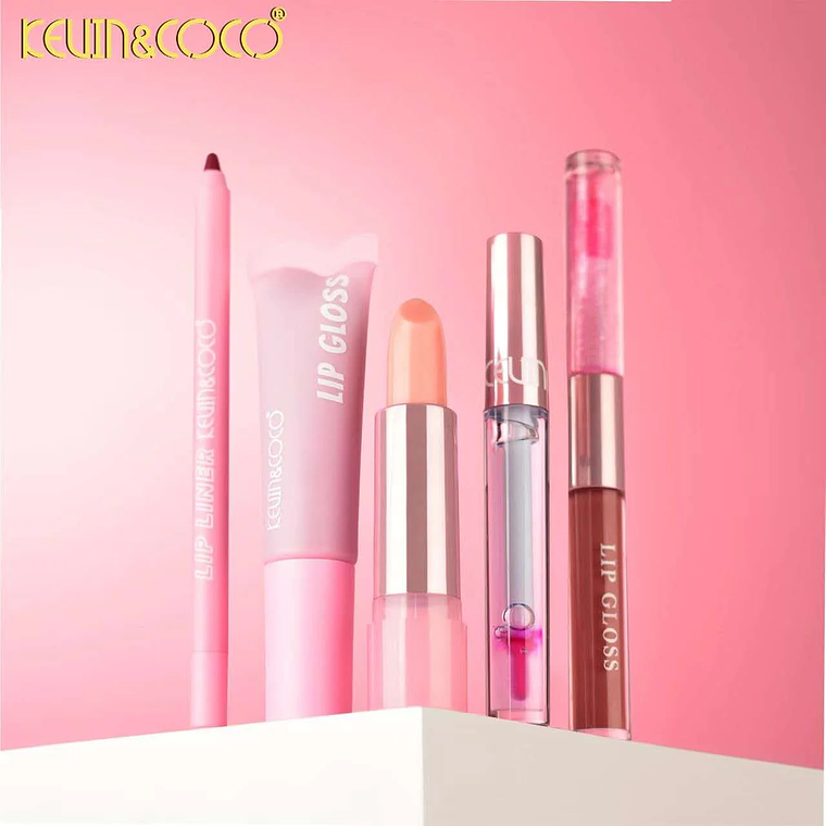  Set de Labios de 5 piezas (brillo de labios + delineador de labios + lápiz labial + aceite de labios+ balsamo labial)  6