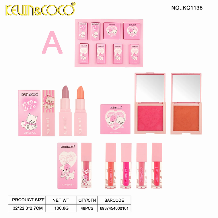 Set de brillo de labios de 8 piezas (brillo de labios + rubor + lápiz labial)  5