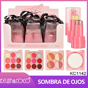  Set de Maquillaje de 3 piezas (sombra de ojos + lápiz labial + iluminador) 