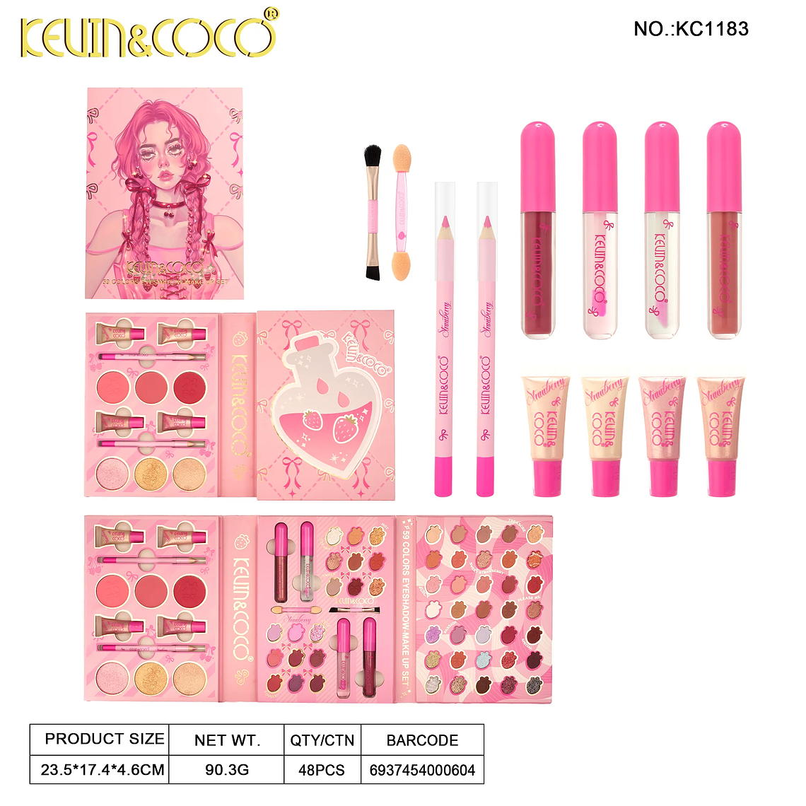 Set de 13 piezas de sombras de ojos y labios (sombra de ojos + rubor + iluminador + brillo de labios + aceite de labios + delineador de labios)  3