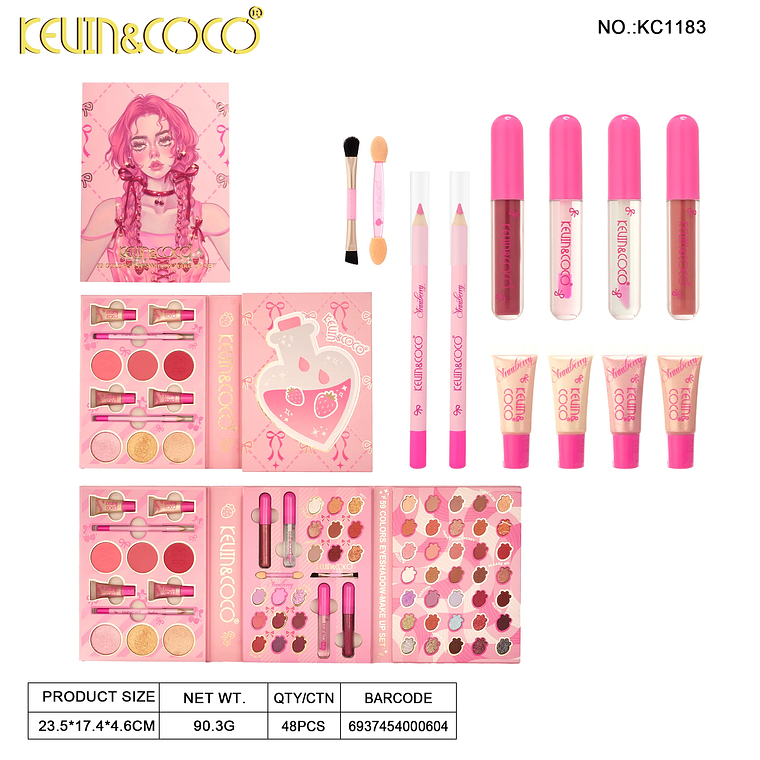 Set de 13 piezas de sombras de ojos y labios (sombra de ojos + rubor + iluminador + brillo de labios + aceite de labios + delineador de labios)  3