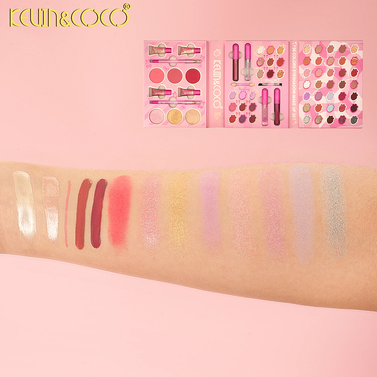 Set de 13 piezas de sombras de ojos y labios (sombra de ojos + rubor + iluminador + brillo de labios + aceite de labios + delineador de labios)  4