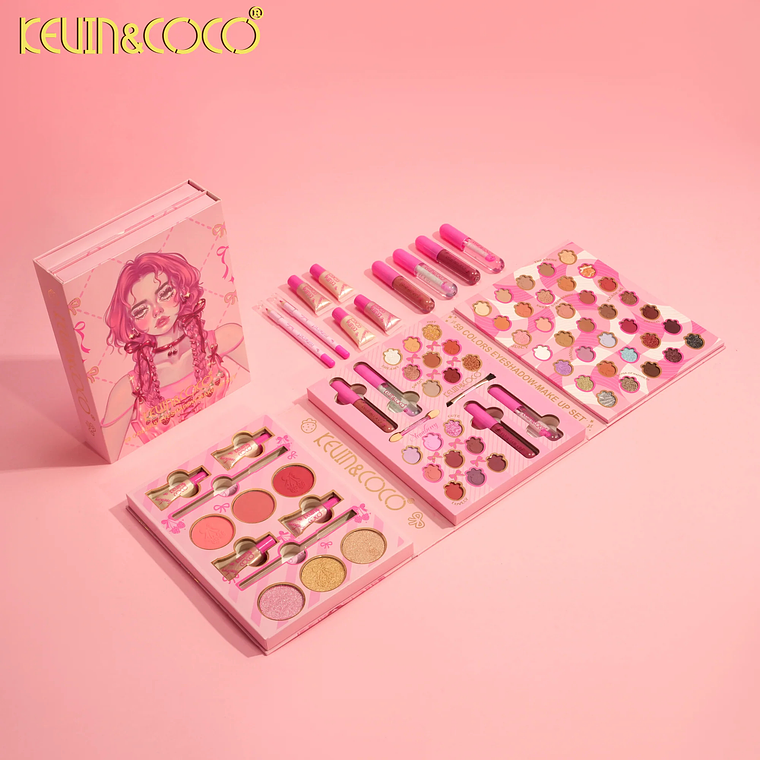 Set de 13 piezas de sombras de ojos y labios (sombra de ojos + rubor + iluminador + brillo de labios + aceite de labios + delineador de labios)  5