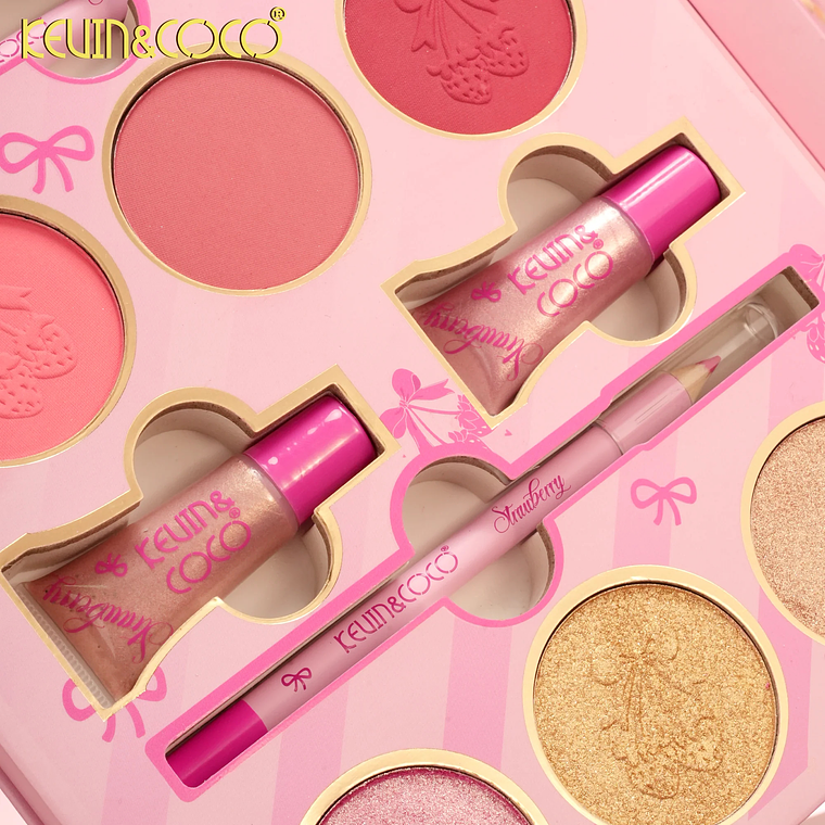 Set de 13 piezas de sombras de ojos y labios (sombra de ojos + rubor + iluminador + brillo de labios + aceite de labios + delineador de labios)  8