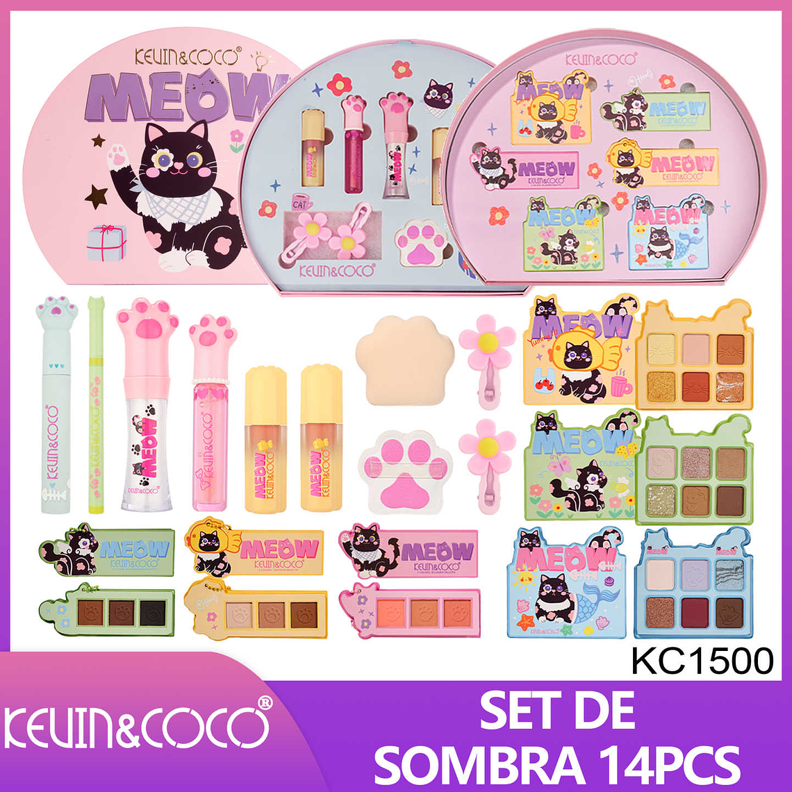 SET DE  MAQUILLAJE 14 PCS  OCEAN CAT 1