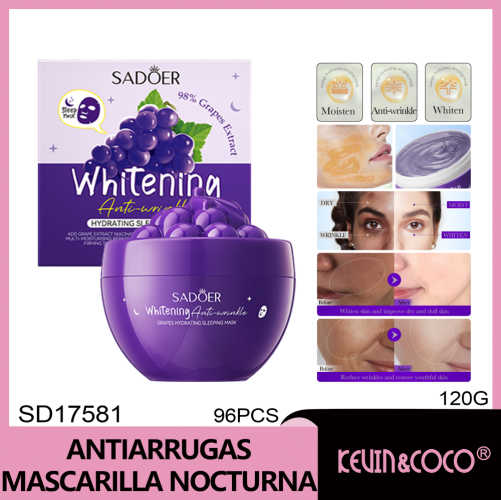 Mascarilla hidratante nocturna blanqueadora antiarrugas SADOER Mang...