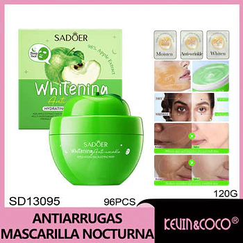 Mascarilla hidratante nocturna blanqueadora antiarrugas SADOER SADO...