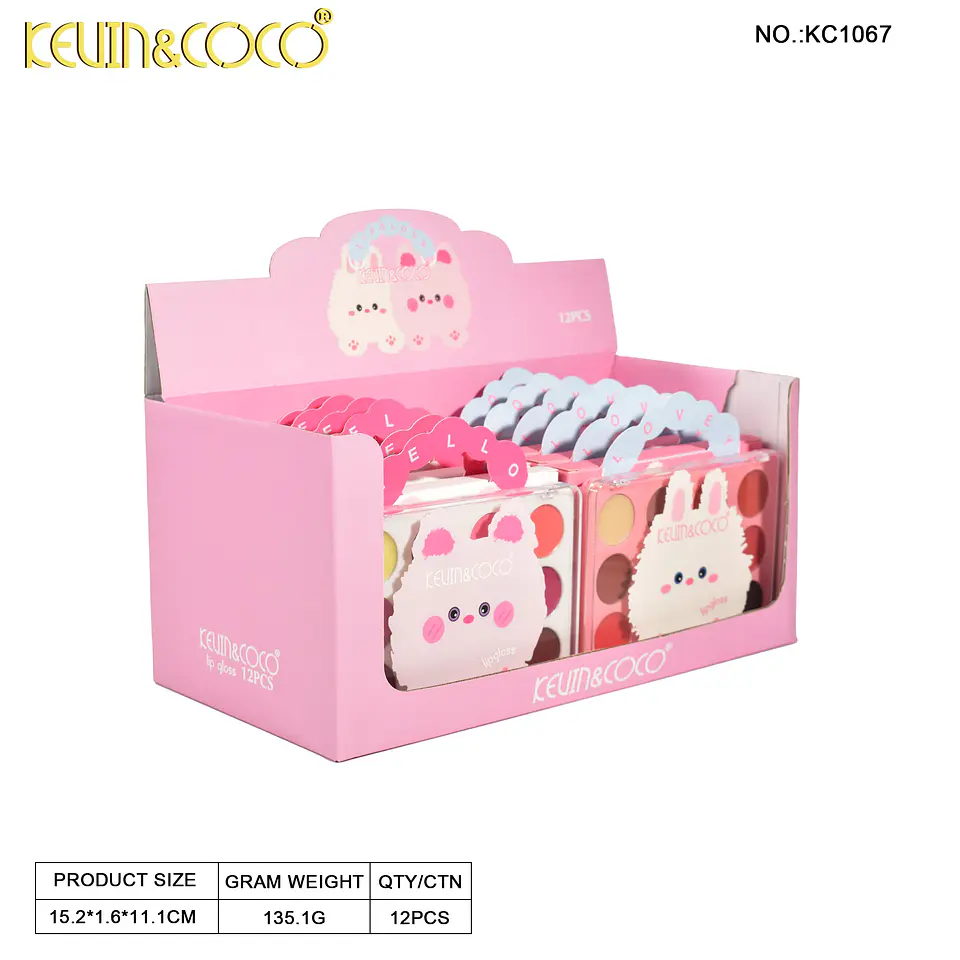 Paleta De Labiales Kevin & Coco 12 Tonos Brillo Infantil Kawaii 6