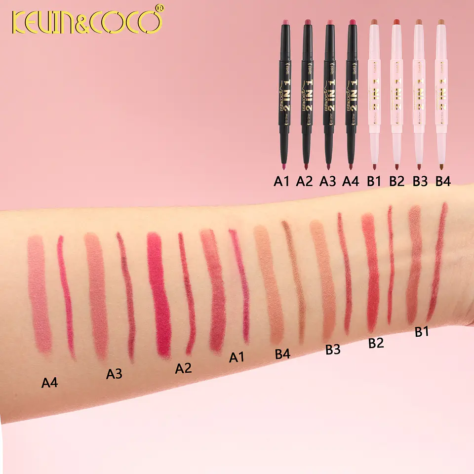 Kevin & Coco Delineador y Labial 2 en 1 - Lápiz Labial Doble Punta Mate de Larga Duración 4