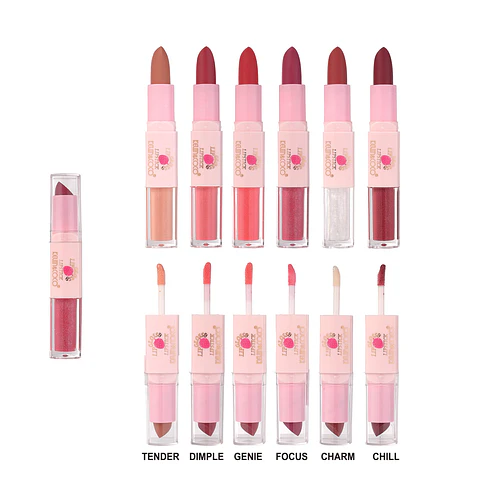 Labial Doble Cabezal Kevin & Coco - Lápiz Labial Mate y Brillo Hidratante 2 en 1 Larga Duración