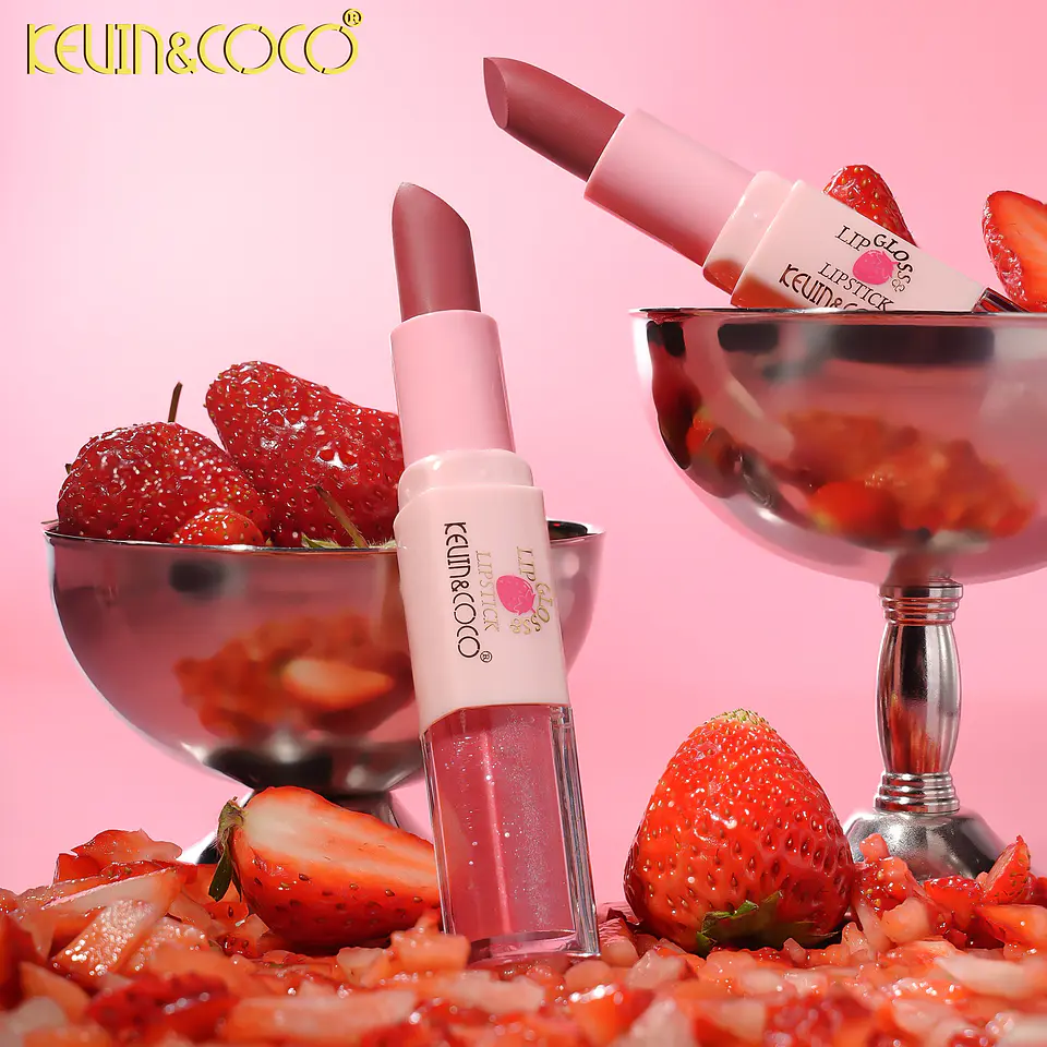 Labial Doble Cabezal Kevin & Coco - Lápiz Labial Mate y Brillo Hidratante 2 en 1 Larga Duración 2