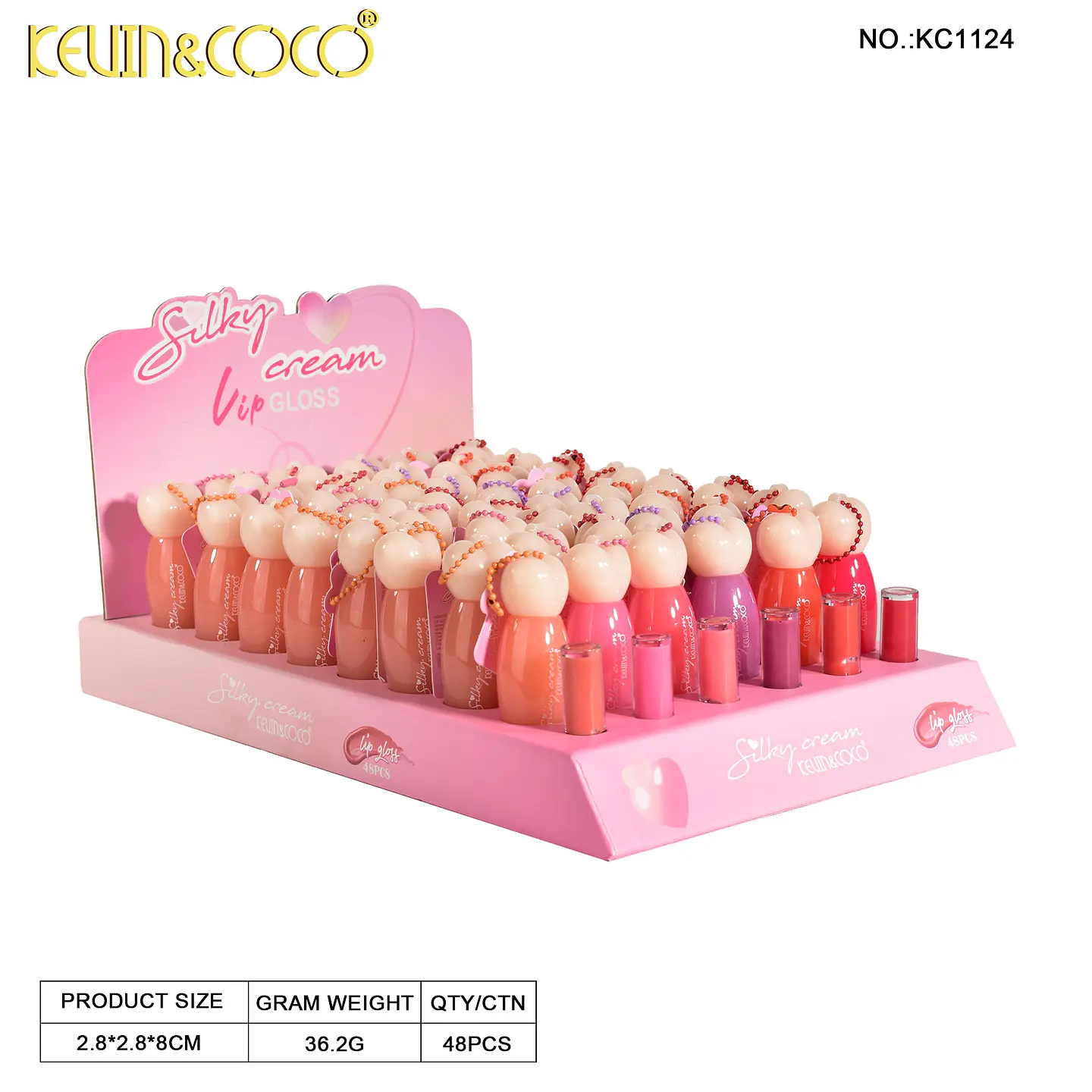 Brillo Labial Hidratante Silky Cream Kevin & Coco - Acabado Sedoso y Creador de Llavero (Precio por Unidad) 7